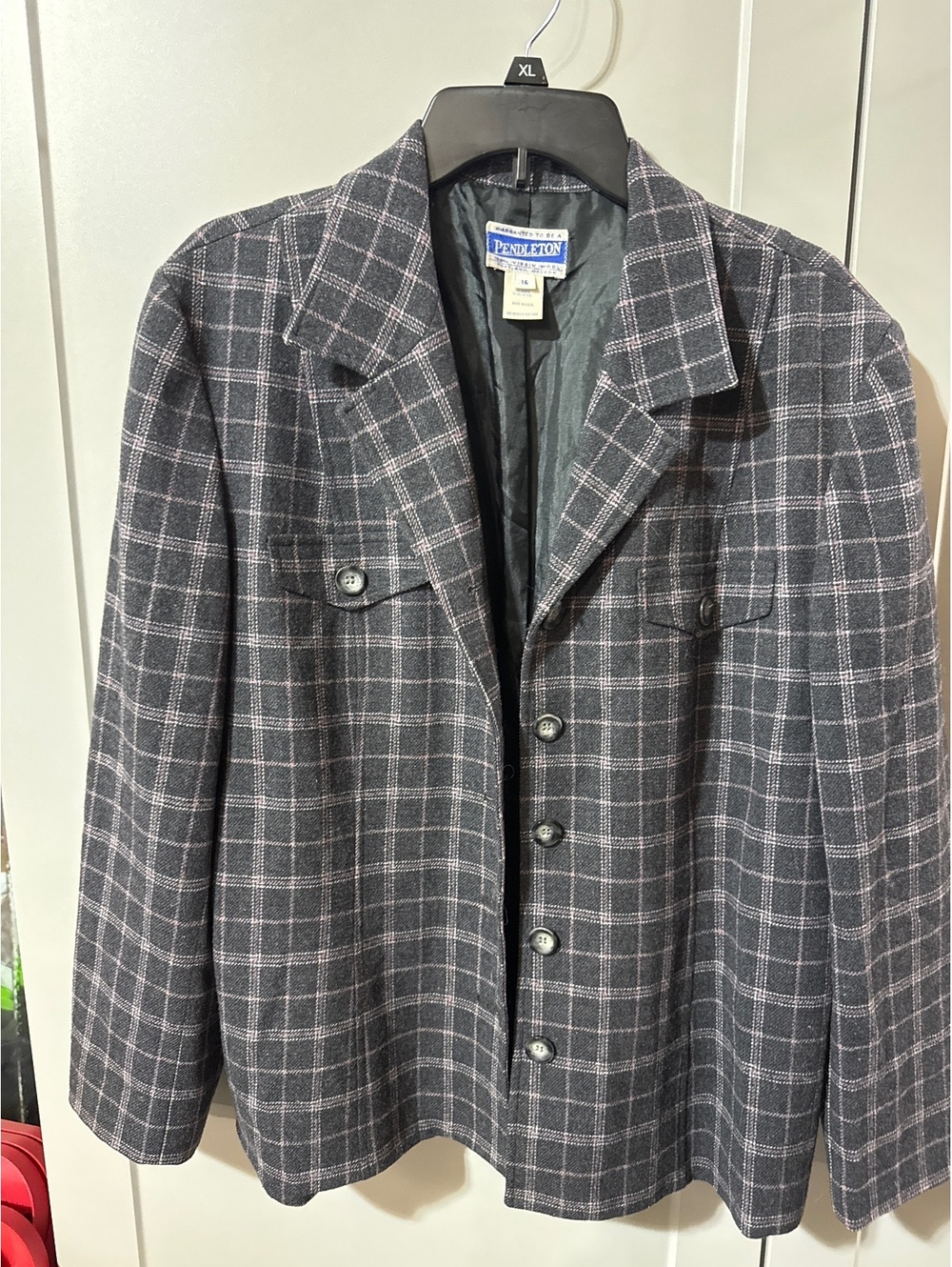 Pendleton 100% Virgin Wool Plaid Blazer Jacket Size 16 XL